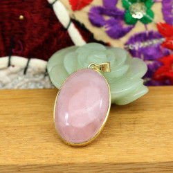 Pendentif quartz rose doré...