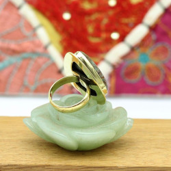Bague dorée jaspe rainforest