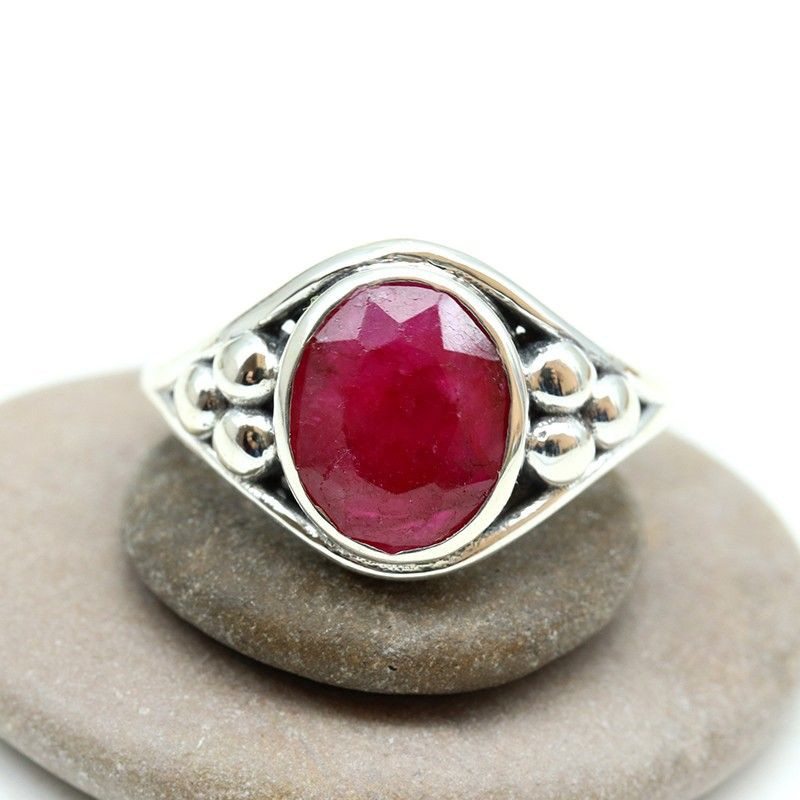 Bague argent pierre rubis - Mosaik bijoux indiens Bague argent pierre rubis - Mosaik bijoux indiens