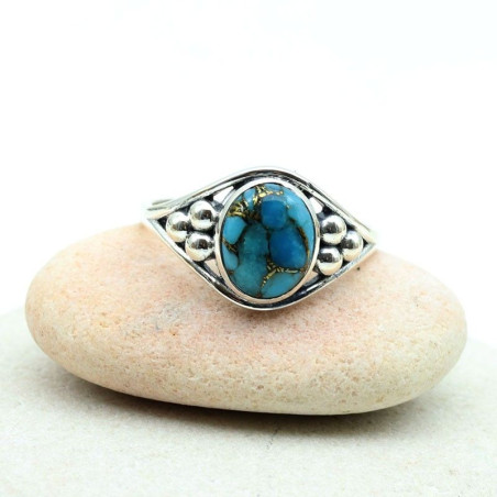 Bague turquoise de mohave en argent - Mosaik bijoux indiens