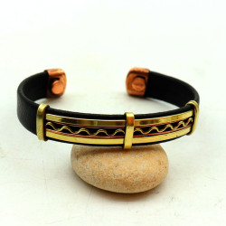 Bracelet cuir et aimants -...