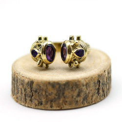 Bague dorée pierre violette...