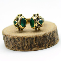 Bague ethnique dorée pierre...