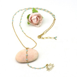 Collier fin calcédoines et...