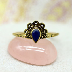 Bague dorée pierre lapis...