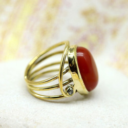 Bague laiton pierre orangé...