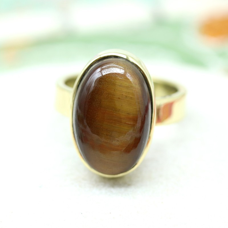 Bague dorée pierre marron - Mosaik bijoux indiens Bague dorée pierre marron - Mosaik bijoux indiens