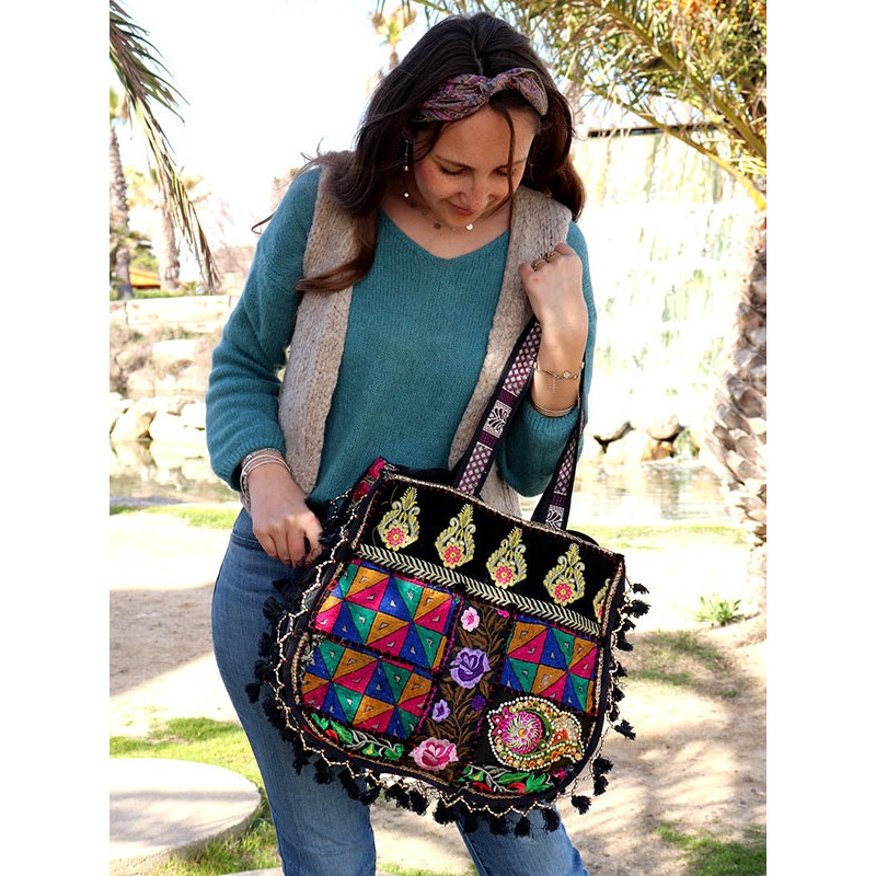 Sac ethnique en tissu brodé - Mosaik bijoux indiens Sac ethnique en tissu brodé - Mosaik bijoux indiens
