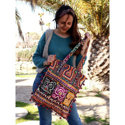 Sac tissu brodé coloré -...