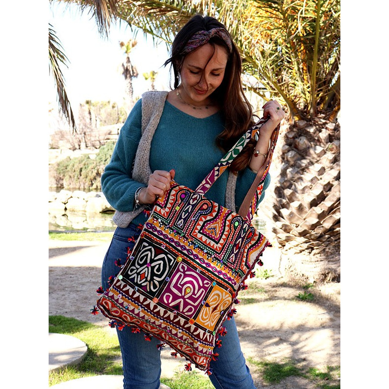 Sac tissu brodé coloré - Mosaik bijoux indiens Sac tissu brodé coloré - Mosaik bijoux indiens