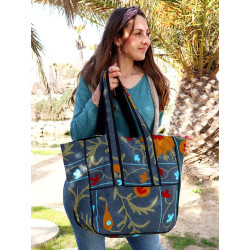 Sac en tissu bleu gris -...