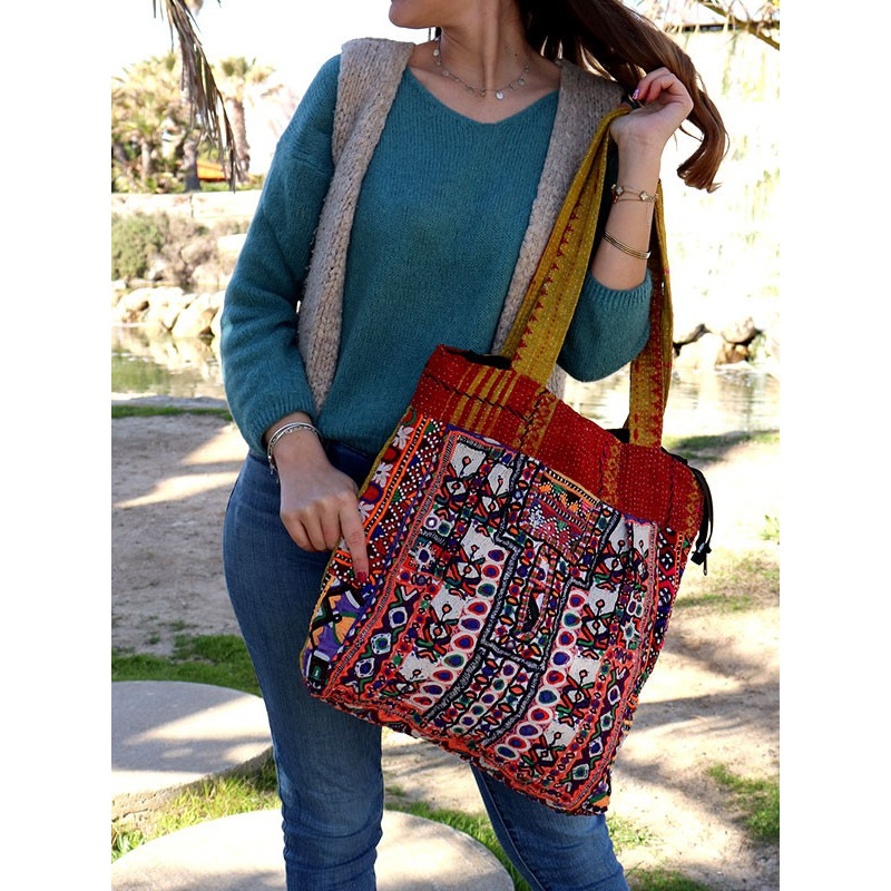 Grand sac cabas indien ethnique - Mosaik bijoux indiens Grand sac cabas indien ethnique - Mosaik bijoux indiens