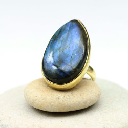 Bague labradorite bleue -...