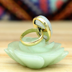Bague laiton pierre blanche...