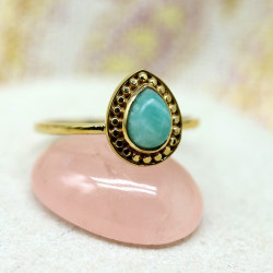 Bague dorée amazonite -...