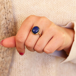 Bague laiton pierre lapis...