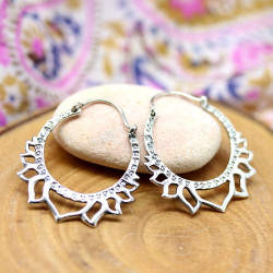 Créole argent forme lotus -...