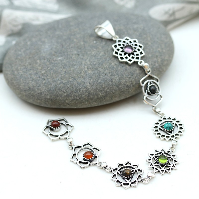 pendentif 7 chakras - Mosaik bijoux indiens pendentif 7 chakras - Mosaik bijoux indiens