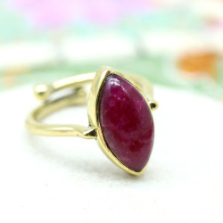 Bague dorée pierre rose -...