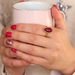 Bague rubellite en laiton...