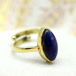Bague laiton pierre lapis -...