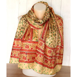 Foulard en soie beige à...