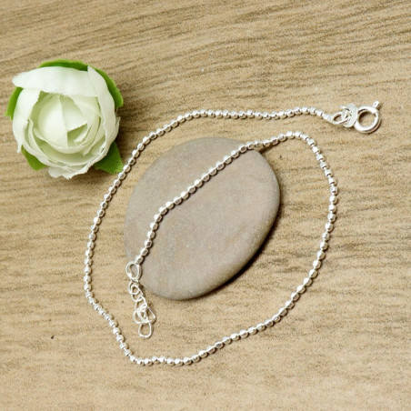 chaine cheville argent boules - Mosaik bijoux indiens