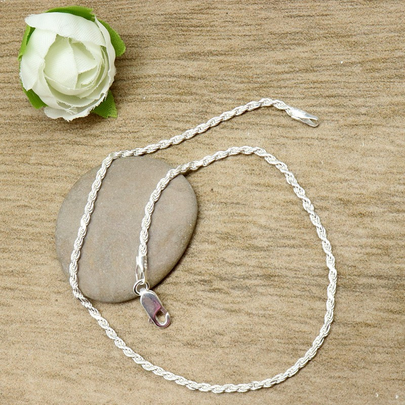 Chaine de cheville argent torsadée - Mosaik bijoux indiens