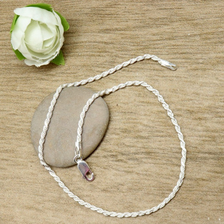 Chaine de cheville argent torsadée - Mosaik bijoux indiens