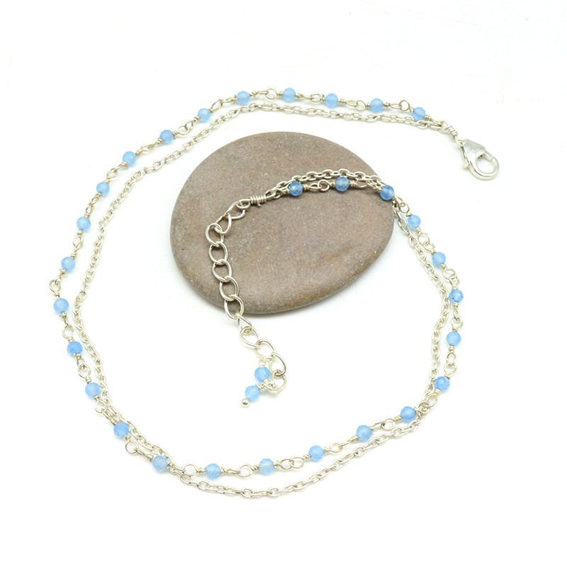 Chaine cheville double argent et calcédoine - Mosaik bijoux indiens Chaine cheville double argent et calcédoine - Mosaik bijoux indiens