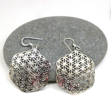 Boucles d'oreilles graine de vie argent - Mosaik bijoux indiens