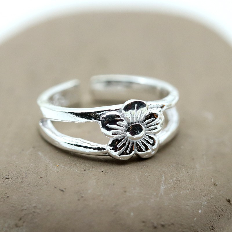 Bague d'orteil argent forme fleur - Mosaik bijoux indiens Bague d'orteil argent forme fleur - Mosaik bijoux indiens