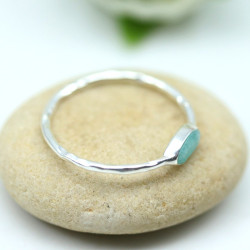 Bague fine argent pierre bleue - Mosaik bijoux indiens