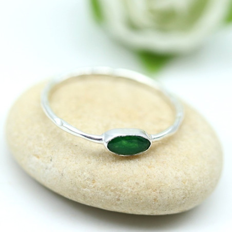 Bague argent fine pierre verte - Mosaik bijoux indiens