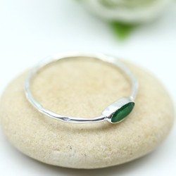 Bague argent fine pierre verte - Mosaik bijoux indiens