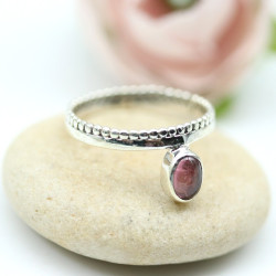 Bague pierre rose tourmaline en argent - Mosaik bijoux indiens
