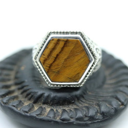 Bague homme oeil de tigre -...