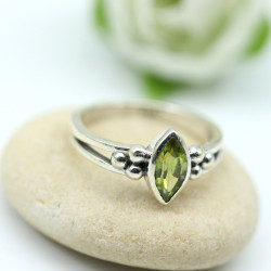 Bague argent pierre verte -...