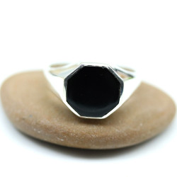 Bague homme pierre noire en...