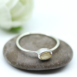 Bague citrine en argent -...