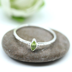 Bague argent péridot -...