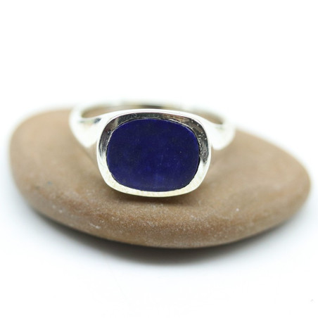 Chevalière homme argent pierre bleue - Mosaik bijoux indiens