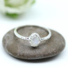 Bague argent pierre blanche -Mosaik bijoux indiens