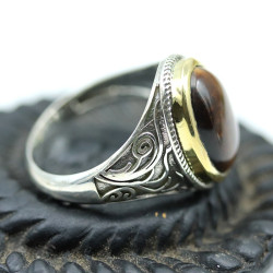 Bague argent homme pierre marron - Mosaik bijoux indiens