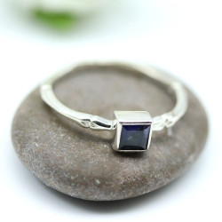 Bague argent fine pierre violette - Mosaik bijoux indiens