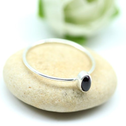 Bague grenat en argent -...