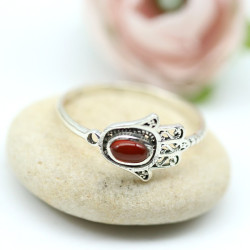 Bague cornaline en argent -...