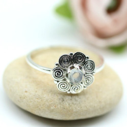 Bague fine argent et fleur...