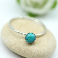 Bague turquoise en argent -...