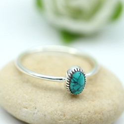 Bague argent et turquoise -...